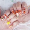 ❗Limited❗Orange Flower Handmade Nail Tips - Long Round / ❗한정❗오렌지플라워