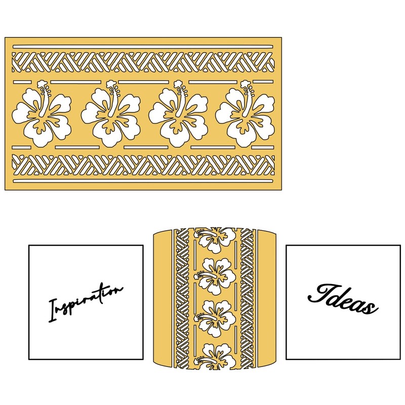 Island Hibiscus Border Stencil