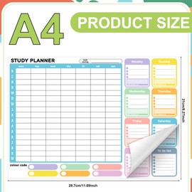 A4 Thick Study and Revision Planner Pad for Scheduling and Time Management, 52 Tear off Sheets Weekly Planner Pad for Students, Study Work, Daily life, 21 X 29.7cm,1 Year of Use