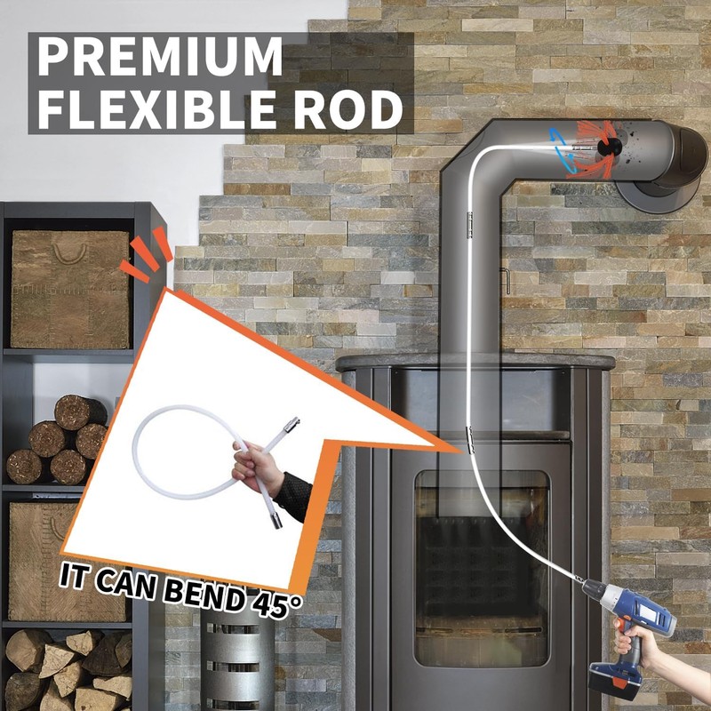 Sealegend 39 Feet Chimney Sweep Kit Chimney Brush, Chimney Cleaning