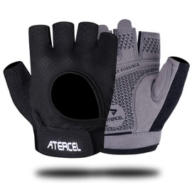 ATERCEL Fitness Handschuhe Fahrradhandschuhe für Herren und Damen, Atmungsaktive Trainingshandschuhe für Krafttraining,Bodybuilding,Kraftsport & Crossfit Training Grau L