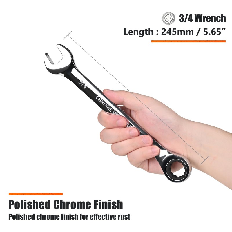 Egofine 3/4 inch Ratcheting Combination Wrench SAE, Industrial Grade Gear