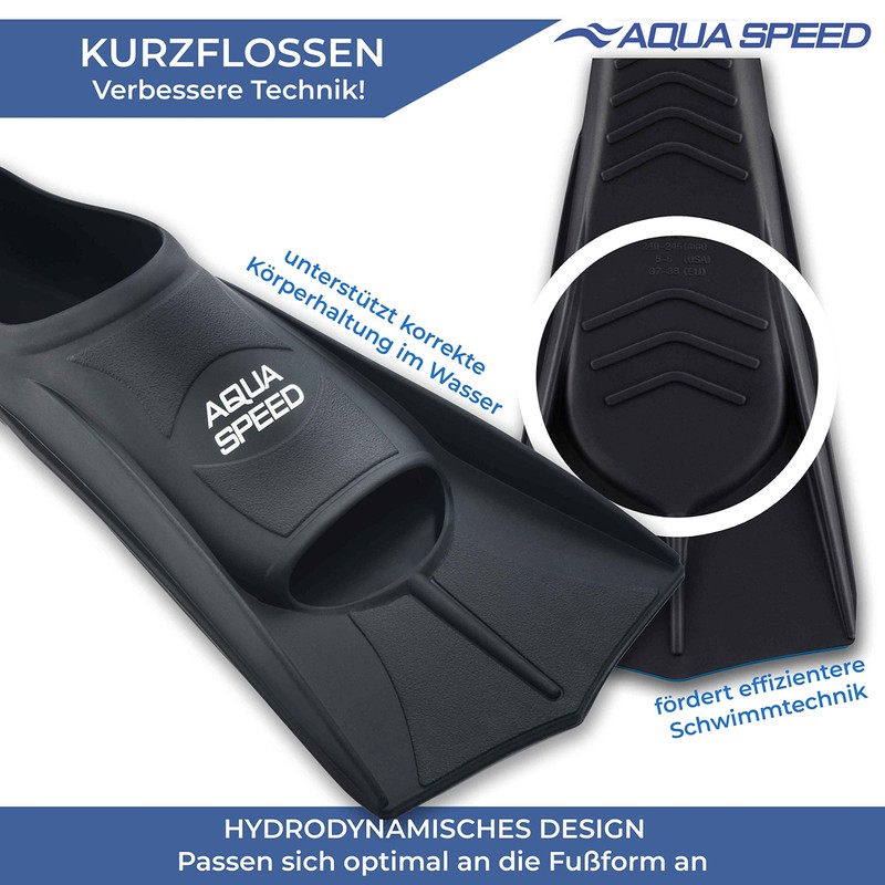 Aqua Speed Short Flippers For Adults And Children, High Tech