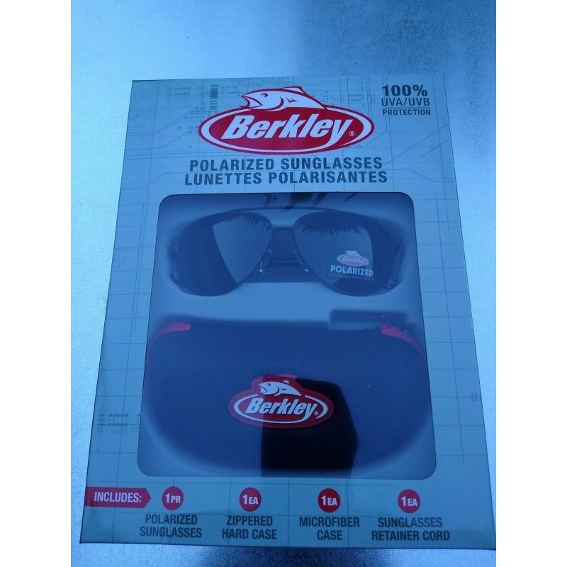 Berkeley Polarized Sunglasses Zipped Hard Case Microfiber Case Retainer Cord