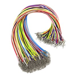JIALEEY 100PCS Waxed Necklace Cord with Lobster Clasp Extended Chain for DIY Jewelry Making, Multicolor 1.5mm Thickness