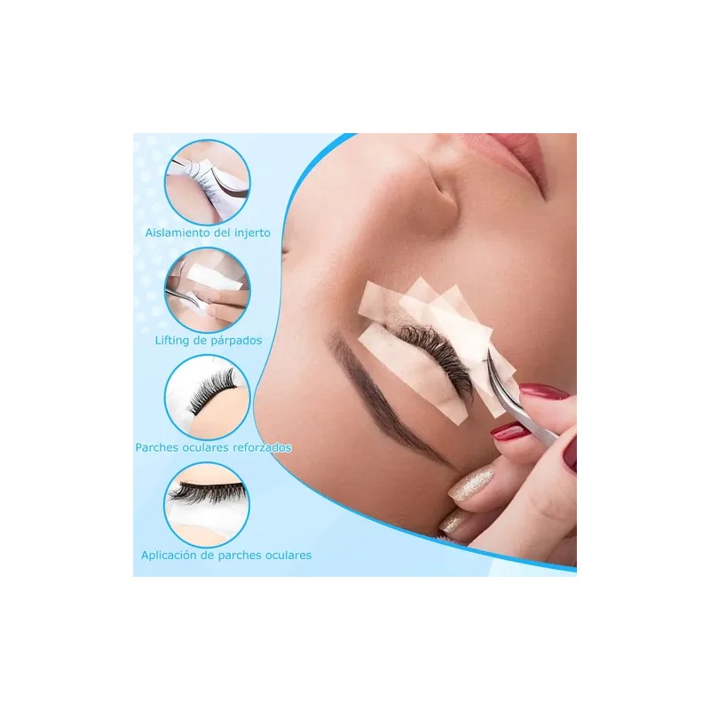 12 Cintas Extension Pestañas Micropore Transpirable Blanco