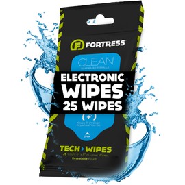 Fortress Electronic Wipes (25 ct.) To-Go Tech Wipes for Screens, Phones, Keyboards, TV Monitors, Computer Screens, and More [Travel Size] Skin-Safe