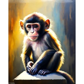 XTXGERL Paint by Numbers for Beginner Paint by Numbers Kits Orangutan Monkey Animal Paint by Numbers for Adults DIY Oil Painting Gift Kits 40x50cm Pre Printed