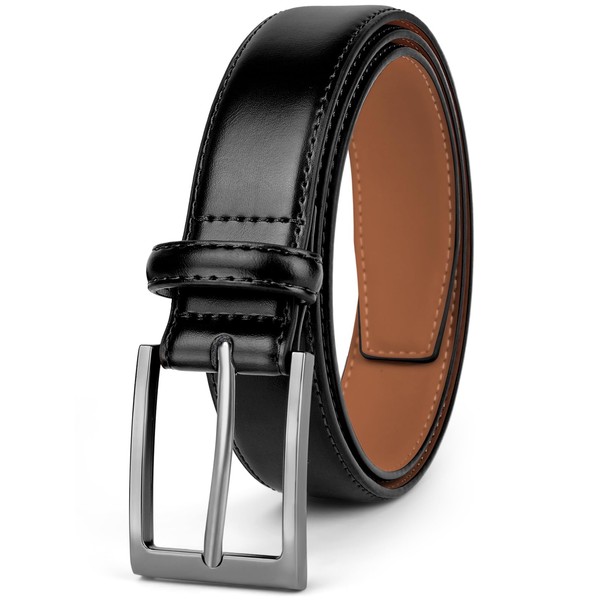 flintronic Leather Belt for Men, PU Leather Dress Belt, 1.1''(33mm)