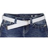 Gelante Canvas Web D Ring Belt Silver Buckle Military Style