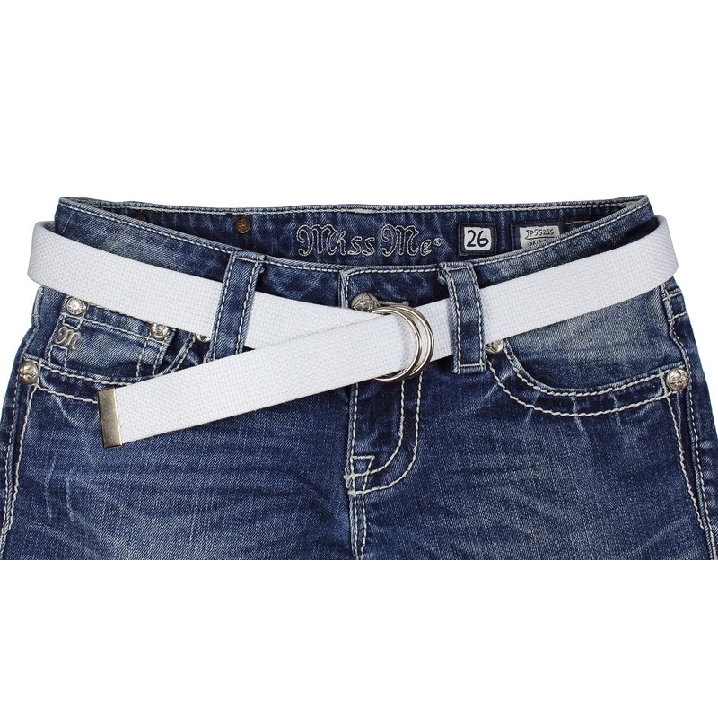 Gelante Canvas Web D Ring Belt Silver Buckle Military Style