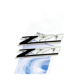 2pack OEM Z71 Emblem Badges 3D Compatible with Silverado 1500 2500Hd Tahoe Suburban 2010-2018 (Chrome Black)