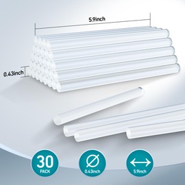 HHieratic Hot Glue Sticks,30 Pack Clear Glue Gun Sticks for DIY Art,Craft General Repairs,Festival Home Decoration（0.43x5.9 in）