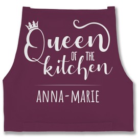 Geschenk mit Namen personalisiert by Shirtracer - Apron - Cooking Apron Women - Queen of the Kitchen with Name, 2 aubergine
