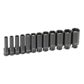 Grey Pneumatic (9712MDG) 1/4" Drive 12-Piece Deep Metric Magnetic Impact Socket Set
