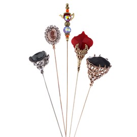 Alilang 5Pcs Hat Pin Classic Vintage Style Safety Pins Brooches Suit Tie Hat Scarf Set Jewelry Accessories
