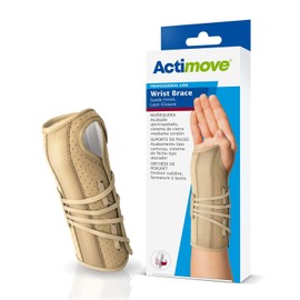 Actimove Professional Wrist Brace Suede Finish, Lace-Closure | Wrist Splint for Arthrosis, Rheumatoid Arthritis, Sprains, Tendon, Soft Tissue & Ligament Injuries, Postoperative Care | Beige, Right, Large