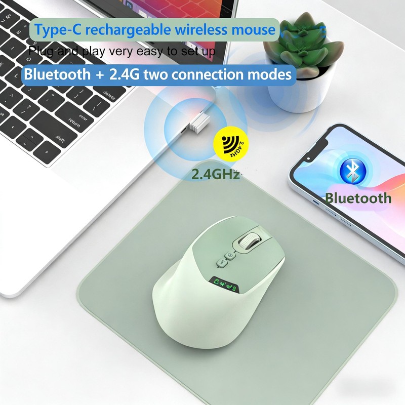 Samudgate Wireless Silent Bluetooth Mouse for Laptop - Rechargeable Dual-Mode