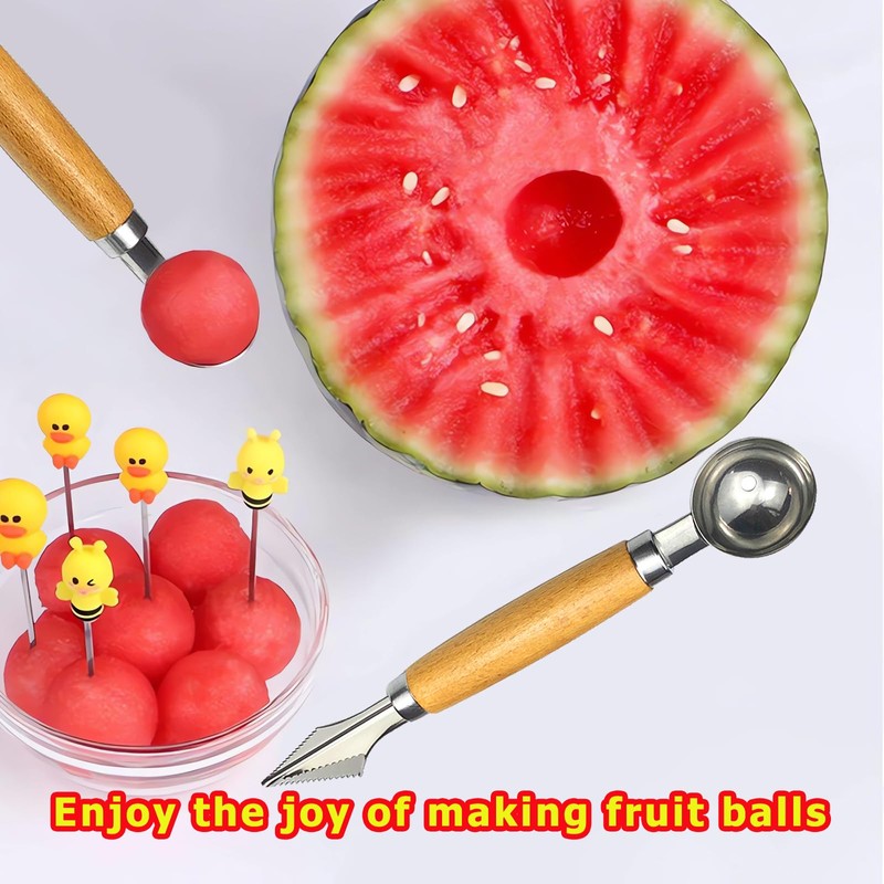 Melon Baller Scoop Stainless Steel Double-Ended Melon Baller Set with