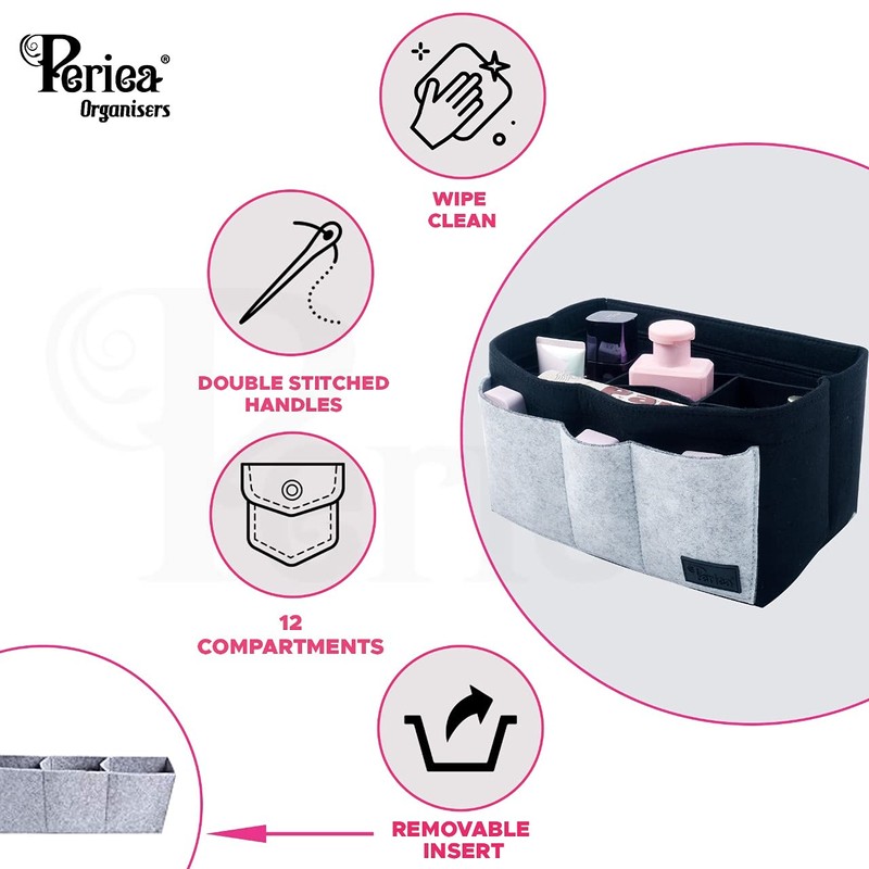 Periea 'Aya' Premium Felt Bag Organiser Insert - 2 Sizes