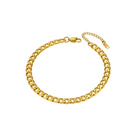 Richstee Anklet for Women Summer Anklet Curb Chain Figaro Chain Wheat Chain Foot Jewellery Adjustable Anklet with Gift Box, Stainless Steel