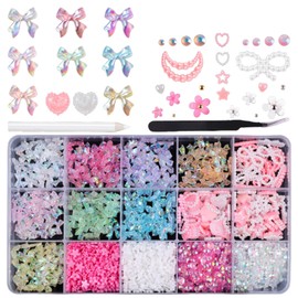 AIXXCUVQ Adorable Nail Charms Set To Everyday Nail Art Designs Butterfly Resin Nail Jewelry ABS 3D Bow Nail Accessories Shapes, type+4