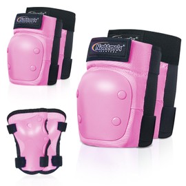 MammyGol Girls Knee Pads Elbow Pads Wrist Guards set 6 in 1 for Kids Ages 3-9 -Boys Knee Pads Protection Gear for Roller Skates Bike Cycling Skateboard Scooter(Pink)