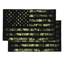 BMKJSSTR American Flag with Green Camo Hand Towel Set of 2 Soft Washcloth Face Towel for Bathroom Kitchen 28 * 14.5inch