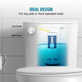 Zone Industry Corp. Dual Flush Valve, Push Button, Converter Kit, Replacement, Water-Saving, UPC & CUPC Listed Toilet Repair Kit, For Use with Standard 2-inch Flush Valves