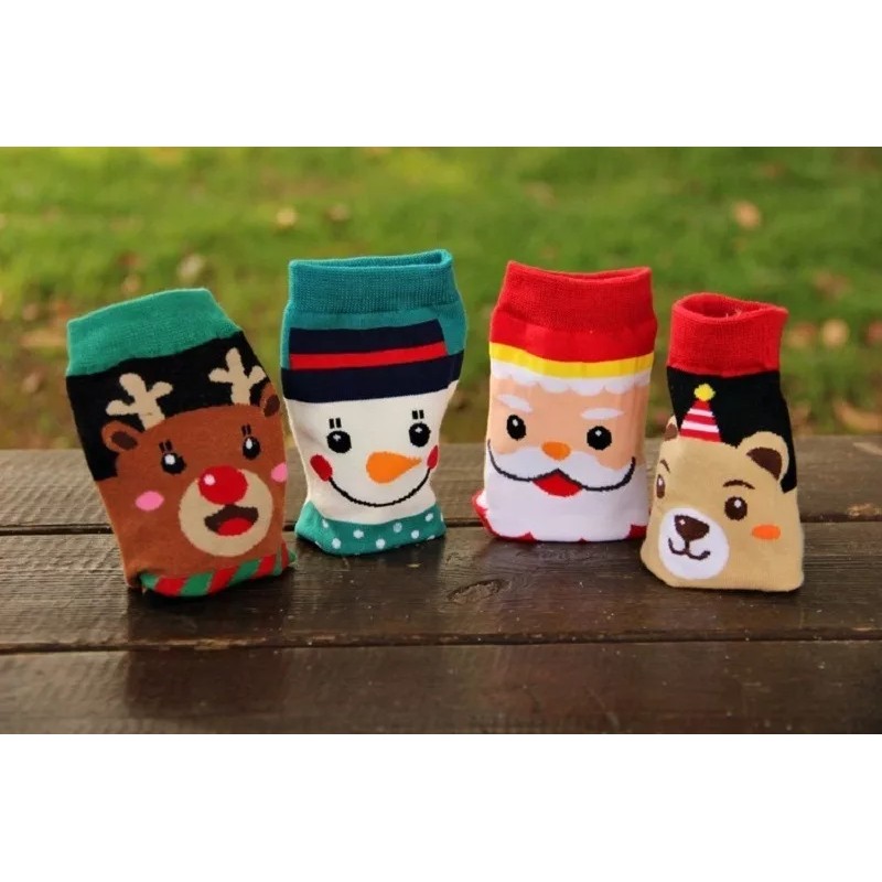 Patry Deluxe Paq 4x Calcetin Figuras Navideñas Santa, Reno, Pinguno,