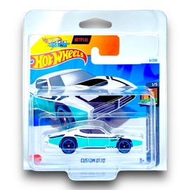 Hot Wheels Custom Otto (White, Black & Green) 1/5 HW Dream Garage - 2024-6/250 (Short Card) - COMES IN A GENUINE KLAS CAR KEEPER PROTECTOR CASE - HTC85