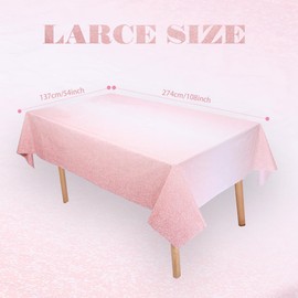 Kesfey 6 Packs Ombre Rose Gold Tablecloth 54 x 108 Inch Gradient Pastel Rose Gold Sequin Table Cloths Rectangle Disposable Plastic Rose Gold Sprinkle Glitter Table Cover for Birthday Party Decorations