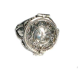 New 925 Sterling Silver Poison Ring with Round Sun Flower Face Design (10)