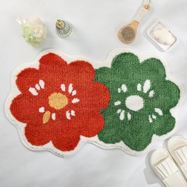 Bathroom Carpet Ultra Absorbent Bath Mat Thick Microfiber and Resistant Fluffy Bath Rug Machine Washable Bath Mat Non Slip Bath Rug for Bathroom, Bedroom and the Entrance of Door (31.5"x18.5", Orange)