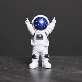 Ni-JASW - Juego de 4 estatuas de astronauta azul y blanco, estatuas de escultura espacial, decoración temática del espacio exterior, para cuarto de bebé, decoración de tartas
