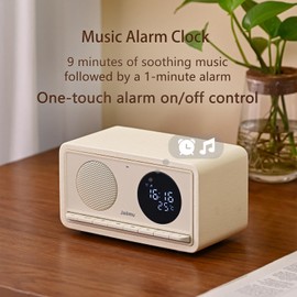 Joiimu Bluetooth Speakers with Desk Clock, FM Radio Alarm Clock, Wireless Charging and Thermometers for Home Bedrooms