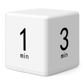 DQDEDIAN Rotating Productivity Timer, 1/3/5/10 Mins Preset, Desk Cube Countdown Flip Kids Timer for Time Management, Classroom, Workout, Kitchen, Cooking, Study, White