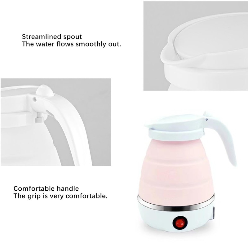 Travel Collapsible Electric Kettle, Silicone Collapsible Heating Water Boiler, Portable