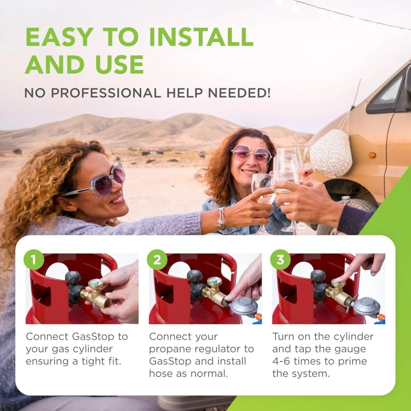 Unbranded GasStop - Propane Gas Bottle Gauge with Emergency Shut-Off