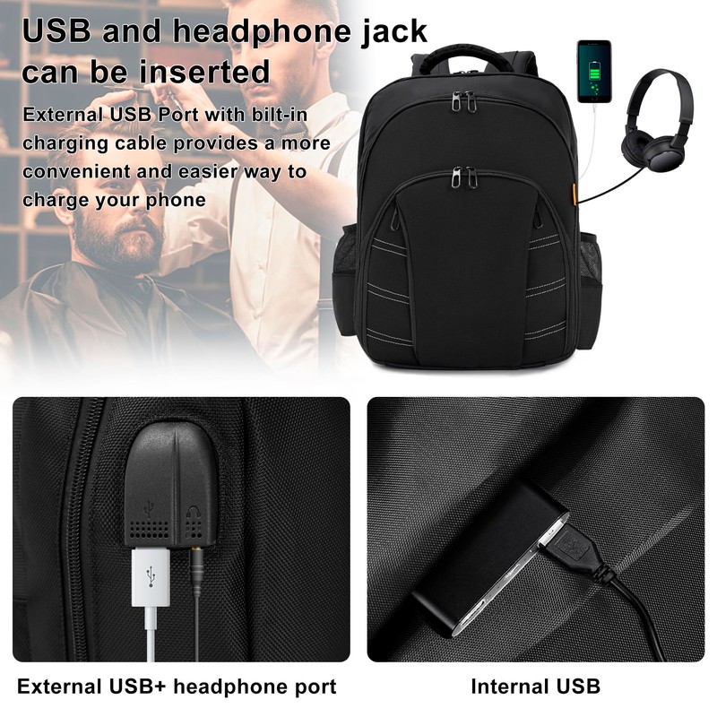 OUUTMEE Barber Supplies Bag, Portable Backpack Bag for Clippers and