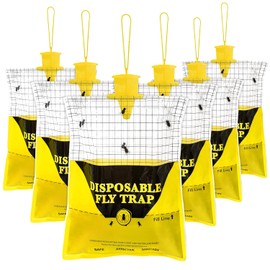 Outdoor Fly Traps for Patio, 6 Pack Pre-Baited Big Fly Bags Outdoor Disposable, Hanging Fly Catcher Hunter Stable Horse Ranch Control Repellent Killer for Barn, Farm