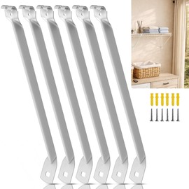 6 Pack 12-Inch Wire Shelf Brackets Closet Support Brackets with Anchors & Pins, Heavy Duty Wall Mount Metal Shelf Brackets White for Kitchen, Pantry, Garage, Laundry and More