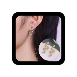 Inilbran Boho Snake Earrings Gold Snake Stud Earrings Vintage Snake Earring Minimalist Snake Animal Earrings Jewellery for Women and Girls, Alloy Steel
