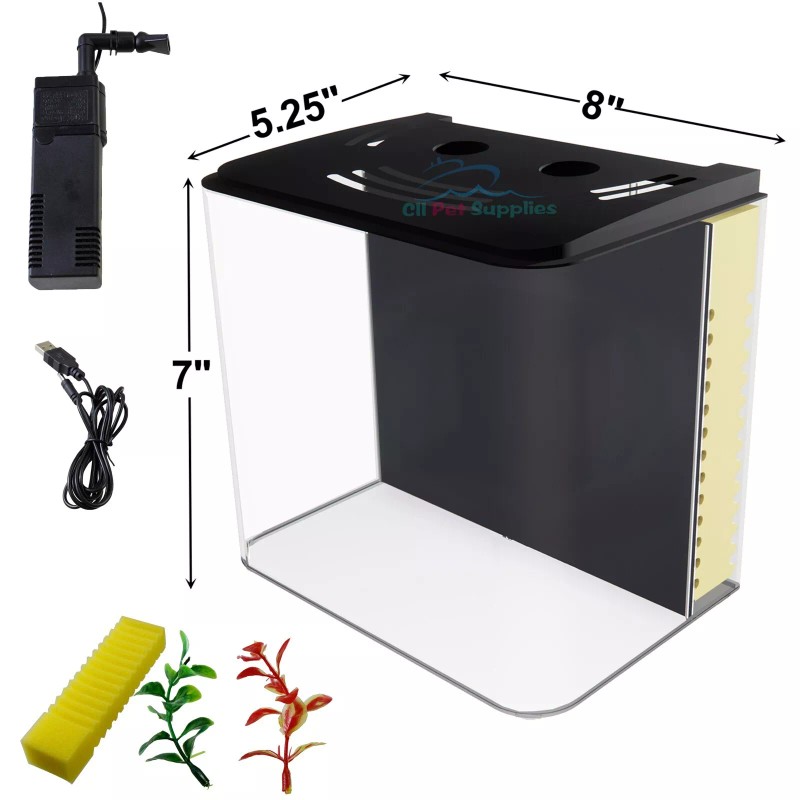 AQUANEAT Aquarium Fish Tank 1.2gal Small Betta Tank Starter Kit