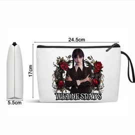 Angel's Draw Home Wednesday Addams Makeup Bag. Darkly stylish. Ideal for women fans. A unique gift (Wednesday)