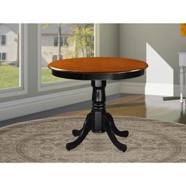 HomeStock Artistic Accomplishment Antique Round Dining Table, Made of Sturdy Wood, Black and Cherry Finish, Ideal for Small Dining Areas, Modern Compact Dining Table, 36" W X 36" D X 29" H