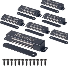 Mousike Magnetic Door Catch Heavy Duty 90lb Door Magnets with Strong Magnetic for Kitchen Cupboard Wardrobe Closet Cabinet Door Drawer Latch (Black 8 Pack))
