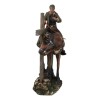 Western Cowboy in Solemn Prayer On Horse By Faded Cross