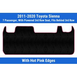 Hot Pink Edge Custom Fit Small Cargo/Trunk Carpet Mat, Black, Compatible with Toyota Sienna 7 Passenger, with Powered 3rd Row Seat, Fits Behind 3rd Row 2020 2019 2018 2017 2016 2015 2014 2013 2012