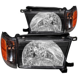 HEADLIGHTSDEPOT Black Housing Halogen Headlights Compatible with Toyota 4Runner 1999-2002 Includes Left Driver and Right Passenger Side Headlamps
